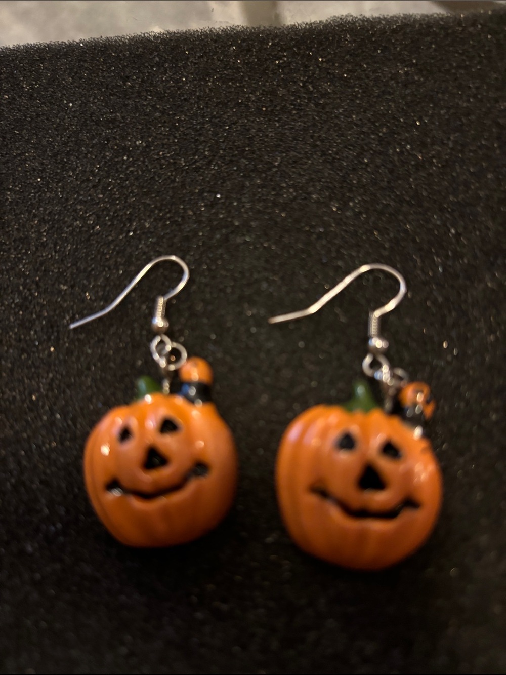 Halloween Pumpkin Drop Earrings - Orange Jack-O'-Lantern Women Jewelry